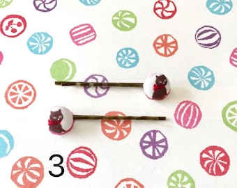 Fabric Covered Playful Kittens Bobby Pins, Cat Bobby Pin, Cat Hair Pins, Cute Cat Hair Accessories, Cute Hair Accessories, Cute Gift