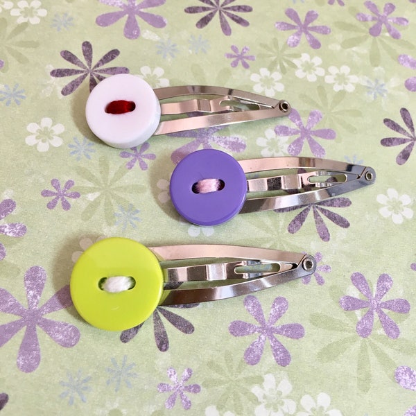 Colorful Button Hair Clips, Cute Hair Accessories, Girl Snap  Hair Clip, Baby Shower Gift, Handmade Barrette , Christmas Gift