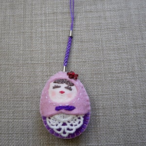 Happy Matryoshka Felt Hanging Decoration Small Size,Felt Doll, Felt Doll Keychain, Felt Matryoshka, Felt Ornament, Christmas Decoration image 4