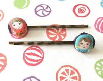 Cute Doll Bobby Pins, Matryoshka Russian Dolls, Russian Doll Hair Accessories, Doll Bobby Pins, Cute Hair Accessories, Nesting Doll Hair Pin