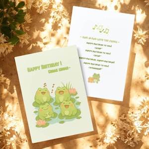Cute Frog Birthday Card | Funny Printable Greeting | Croak Song Card for Kids & Friends | 5x7" PDF + A4 w/ Cutlines + 2 JPEGs