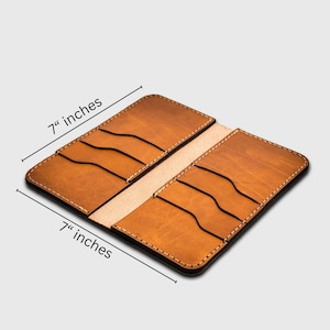 Handgefertigte Lange Bi-Fold Leder Geldbörse