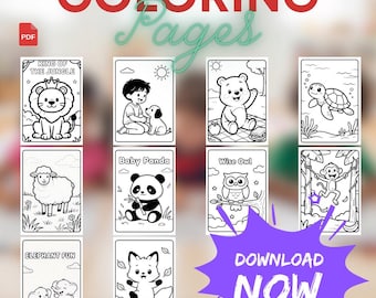 Nouveaux coloriages pour enfants | Animaux à imprimer | Coloriage pour tout-petits | Jardin d'enfants (téléchargement numérique)