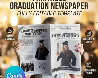 Graduation Newspaper Template | Memory Keepsake (Printable, Editable)
