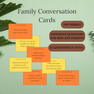 Family Conversation Cards, Family Conversation Game, Question Cards, Conversation Cards, Family Games, Questions for Kids and Parents