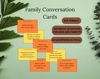 Family Conversation Cards, Family Conversation Game, Question Cards, Conversation Cards, Family Games, Questions for Kids and Parents