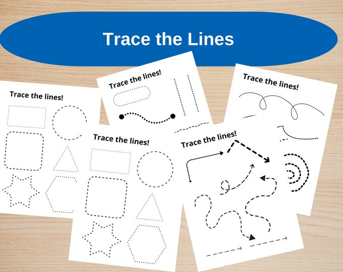 16 Printable Beginning Tracing Trace the Lines Worksheets. - Etsy Canada
