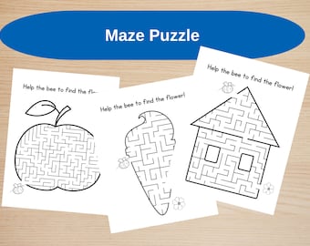 20 Printable Mazes, Mazes to Print for Kids, Maze Challenge Pages, Maze Puzzles, Activity for Kids, Mazes to Print, Holiday Activity, Summer