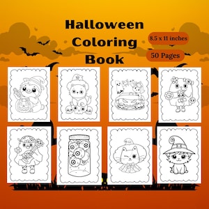 Halloween Coloring Pages, Halloween Easy Coloring Book, Preschool Coloring Book, Coloring Pages for Kids, Autumn Coloring, PDF Format
