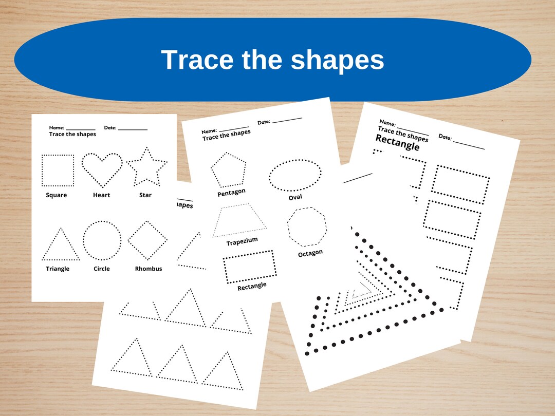 Preschool Shape Tracing, Shape Tracing Worksheets, Printable Shape
