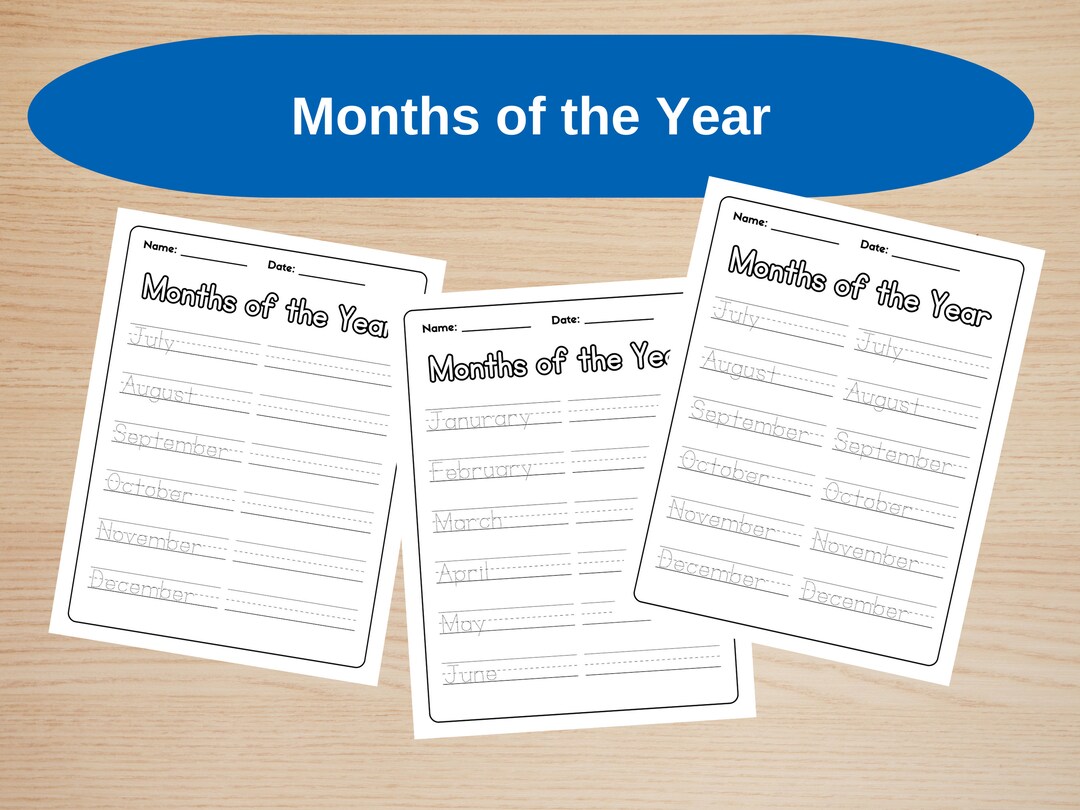 Months of the Year Worksheets, Months of the Year Tracing Sheets ...