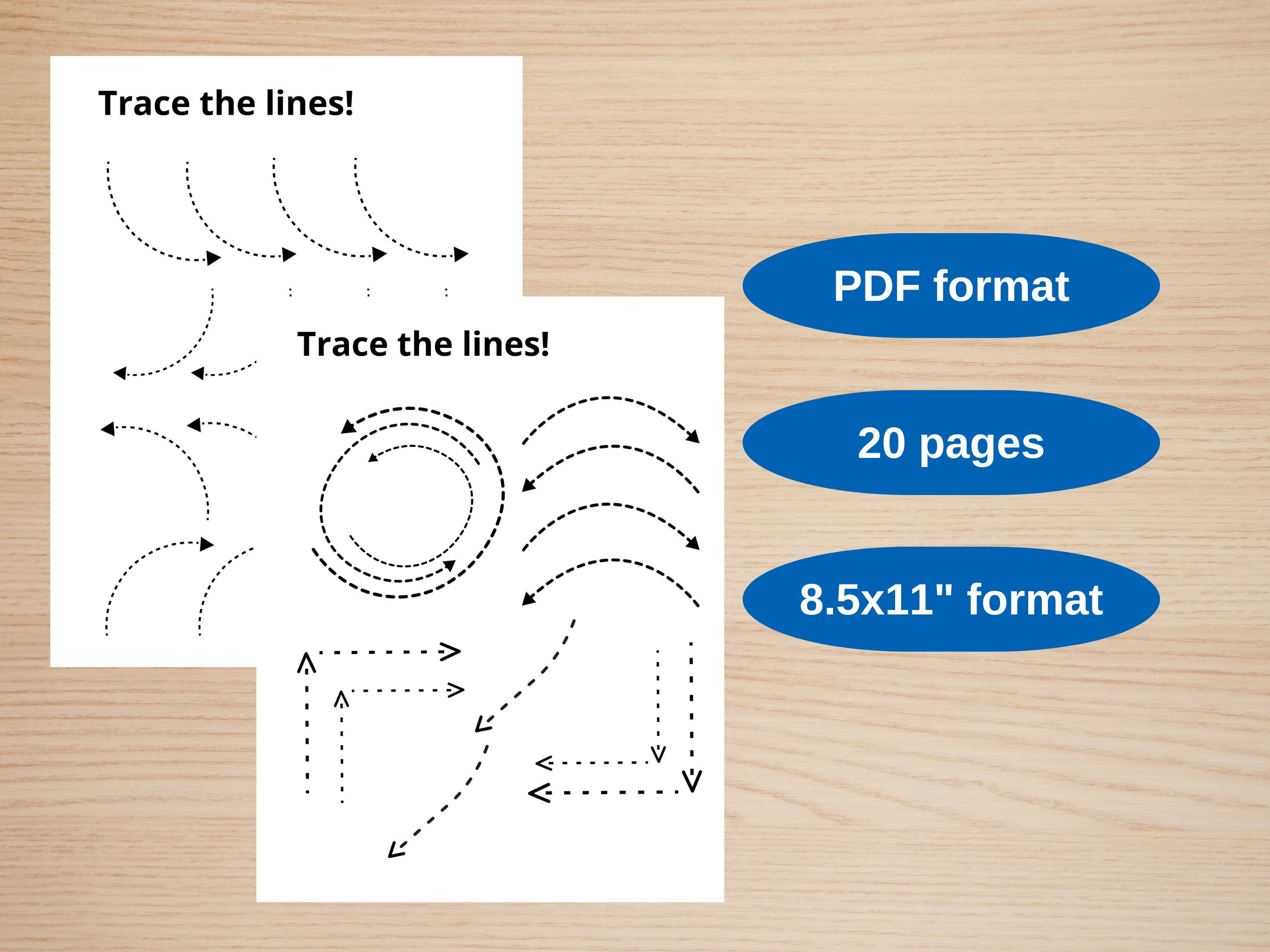 20 Trace the Lines Worksheets for Kids, Trace the Lines Printables