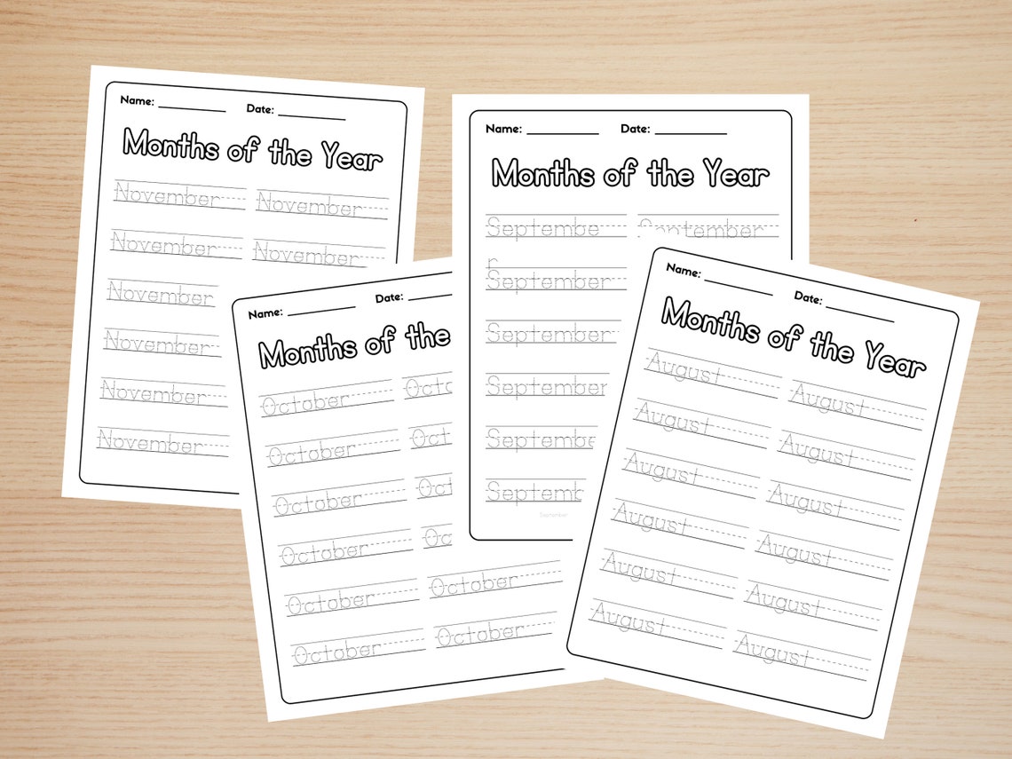 Months of the Year Worksheets, Months of the Year Tracing Sheets ...