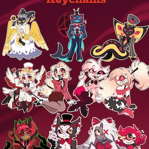 PREORDER HAZBIN HOTEL keychains vaggie Charlie angeldust Lucifer Alastor Niffty Husk Adam Sir pentious Cherrybomb Vox