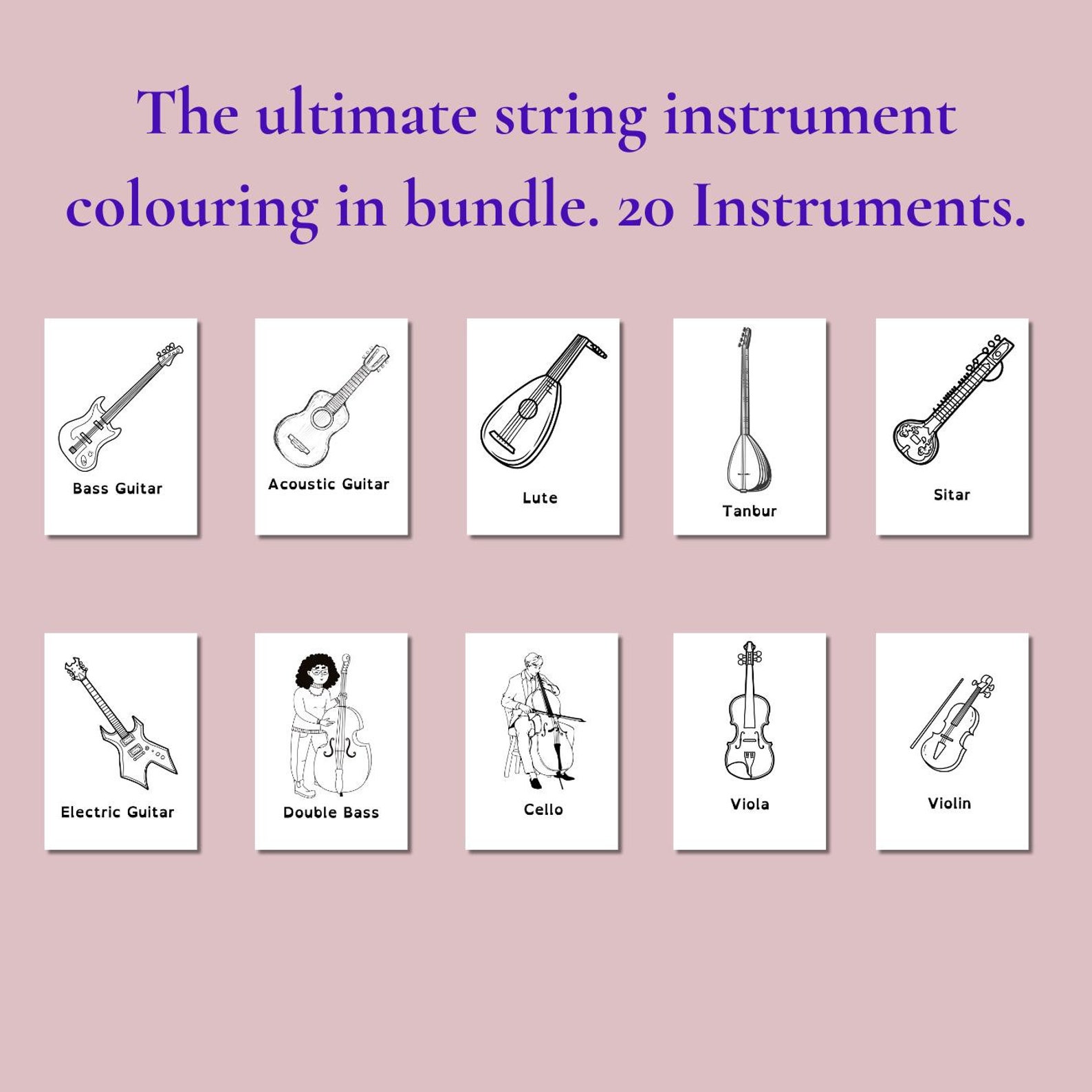 The Ultimate Strings Colouring in Bundle- 20 Instruments From the ...