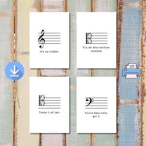 Funny Motivational Common Clef Posters Home Decor Rehearsal Space Music Gift Printable Clefs Music Humour