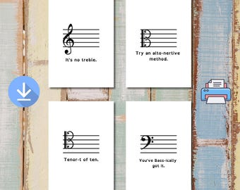 Funny Music Clef Posters: Motivational Home Decor (Printable)