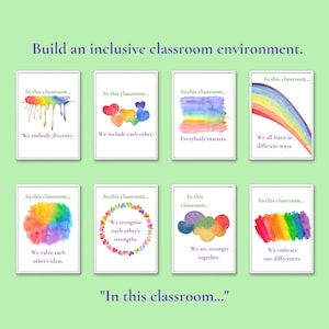 Aesthetic Rainbow Coloured Posters For Diversity and Inclusion In Schools Inclusive Classroom Printables Notice Board Display Posters