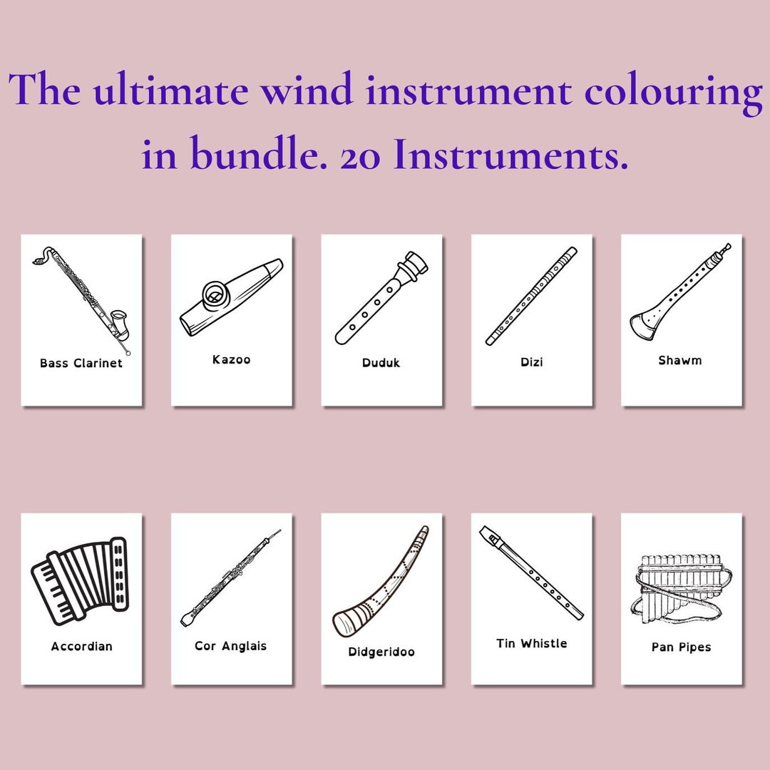 Wind Instruments Coloring Pages: 20 Printable Musical Instruments ...
