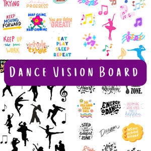 Objectifs et motivation des danseurs Creative Dance Vision Board Activité de pleine conscience pour le Nouvel An pour les artistes interprètes ou exécutants Images et citations de danse découpée et collée
