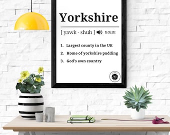Yorkshire Print, Yorkshire Gods Own Country, Yorkshire Wall Art, Yorkshire Poster, Yorkshire Home Decor, Yorkshire Gifts, Yorkshire Poster