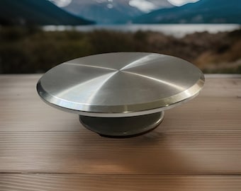 10"Cake Stand Aluminium Turntable spinner Decorating Display Stand Rubber Base