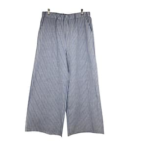 Handmade Blue & White Striped Nautical Wide Leg Pants, Elastic Pull-On, Pockets