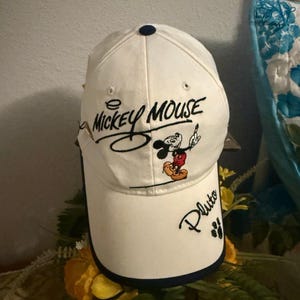 Vintage Disney Mickey Mouse Hat Cap Embroidered Signatures Minnie Pluto Goofy St