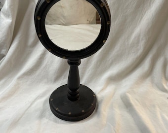 Antiker Holzrahmen Rasier Dressing Make-up Spiegel Freistehend 14 "Hoch