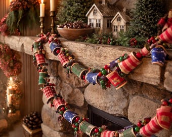 Vintage Weihnachtsgirlande 15 Ft Spule Girlande Bauernhaus Urlaub Dekor Rustikal Landhaus Landhausschmuck 1990er Jahre