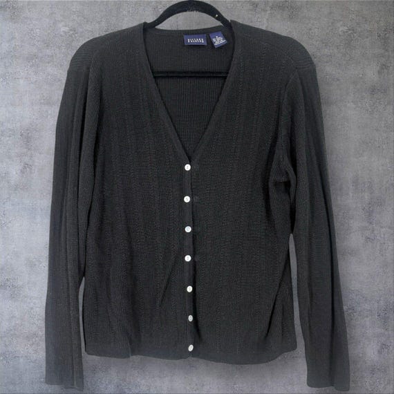Hillard & Hanson Black Button Down Cardigan Sweater Medium  display picture 1