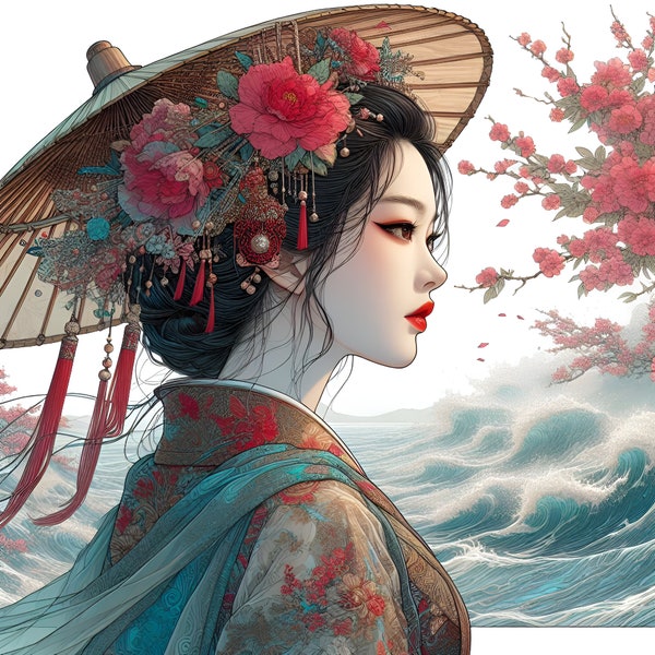 Arte japonés / póster japonés / arte de pared japandi descarga instantánea / póster vintage Geisha Japón / impresión de arte japonés digital