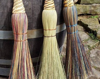 Lodge Broom, Besom, Havencroft  Hand-tied Natural Hardwood Handle Broom, Hand Dyed Broomcorn