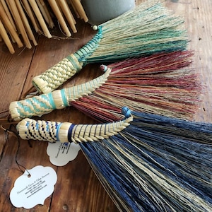 Rooster Tail Whisk Broom, Functional Art Broom, made on Havencroft Farm, Hand Tied, Hand Dyed,  One of a Kind