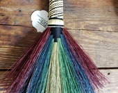 Ozark Broom, Havencroft Farm Hawktail Whisk Broom, Hand-Tied, Hand Dyed Natural Broomcorn, Functional Art Broom