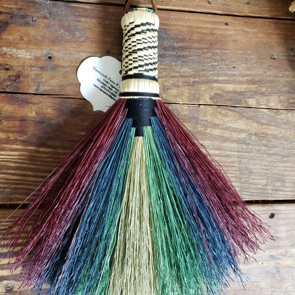 Ozark Broom, Havencroft Farm Hawktail Whisk Broom, Hand-Tied, Hand Dyed Natural Broomcorn, Functional Art Broom