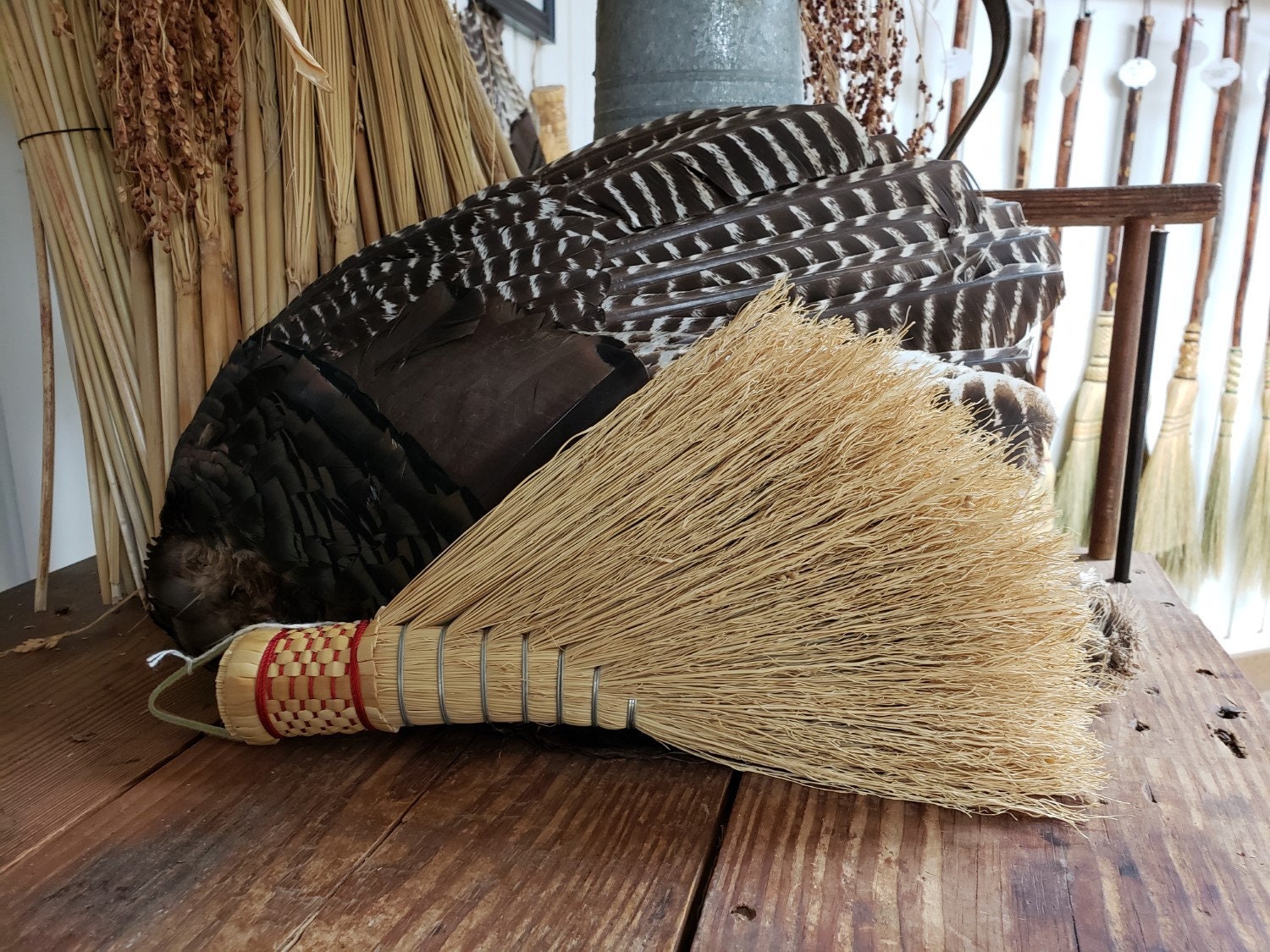 Hand-dyed Hawk Tail Whisk Broom, Natural Broomcorn, Havencroft Farm - Etsy