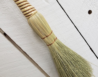Hand-Tied Broom Corn Besom, Cabin Hearth Broom, Hardwood Handle