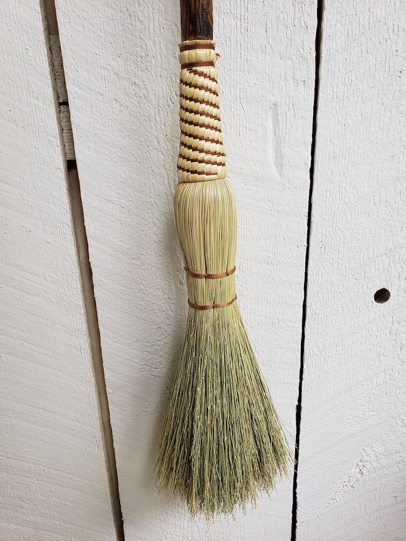Hand-Tied Broom Corn Besom, Cabin Hearth Broom, Hardwood Handle image 6