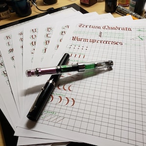 Learn Calligraphy, Textura Quadrata Ductus, Practice Sheets, Exemplar, How to Create Beautiful Calligraphy, Digital Download