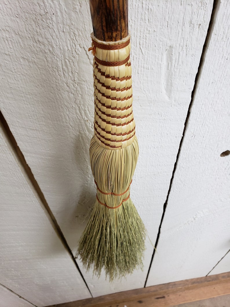 Hand-Tied Broom Corn Besom, Cabin Hearth Broom, Hardwood Handle image 4