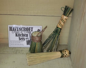 Handtied Broomcorn Kitchen Set, Cake Tester, Pot Scrubber, Corn Silker
