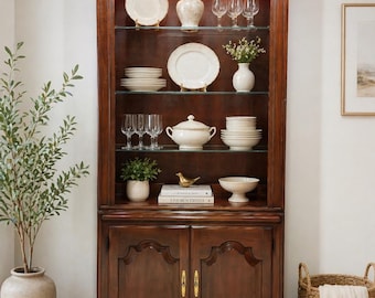 Solid Cherry Traditional Style 34" Buffet w. China Cabinet  26102