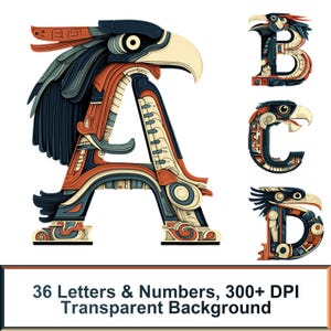 Haida Native Alphabet PNG – 36 Letters & Numbers | High-Res, Transparent, Luxury Font, Digital Download, Native Inspired, Totem Font