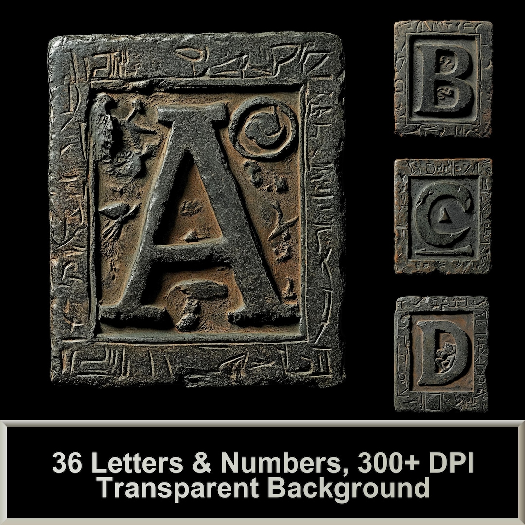 Ancient Stone Alphabet PNG – High-res Relic Font (digital Download) - Etsy