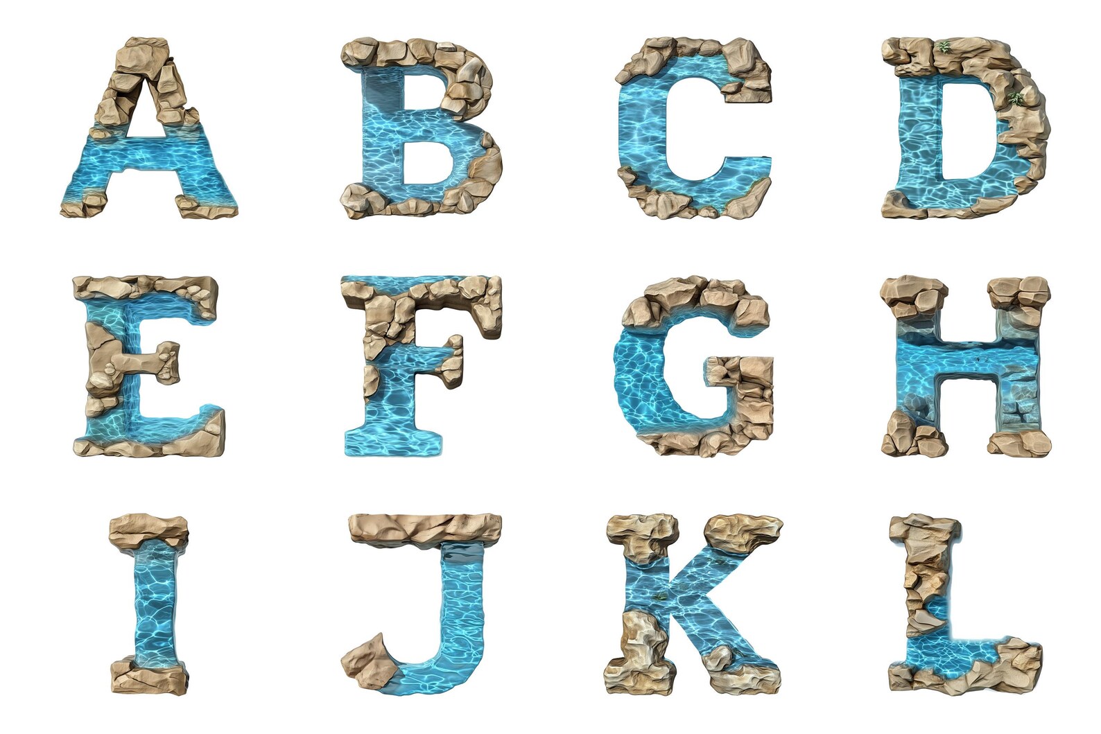 Blue Lagoon Alphabet PNG – 36 Letters & Numbers | High-res, Transparent ...