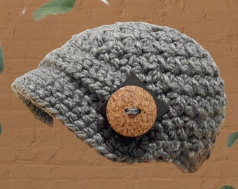 Newsboy Cap With Strap.  Crochet Pattern.  Great Texture.  Chunky Weight.  Fun to Create!