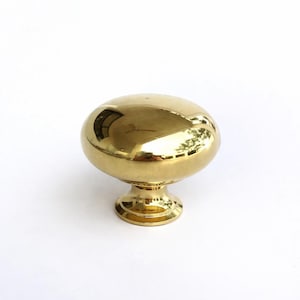 Unlacquered Brass Knob – Antique Style Cabinet Handle – Vintage Drawer Pull – Solid Furniture Hardware