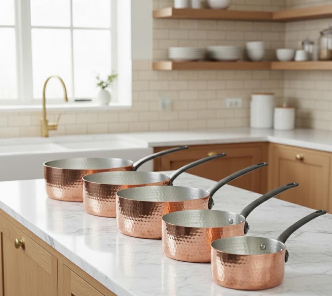 Vintage French Copper Cookware Set, Tin Lined Pans, Iron Handles - Etsy