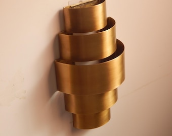 Handmade Brass Wall Lamp With a layered cylindrical design - Modern Vintage wall Sconce
